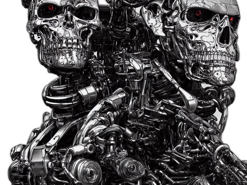 robot, cyberpunk, comic book art, concept art, 3d render, terminator, intricate, elegant transparent PNG cut-out