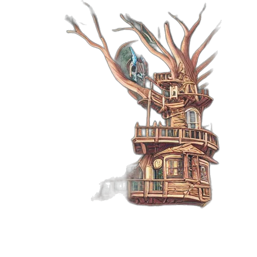 furniture, crown, tree, staff, concept art, fantasy art, 3d render, watercolor transparent PNG cut-out