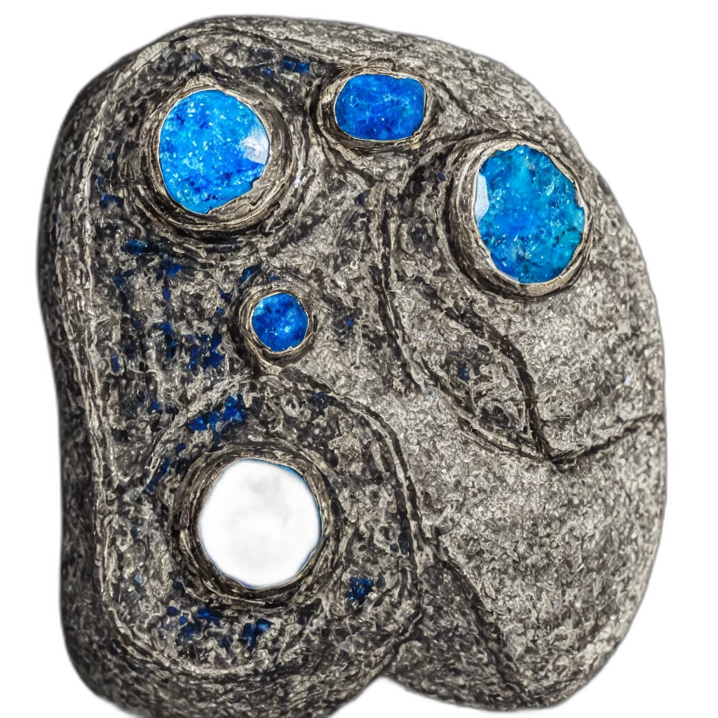 jewelry, mask, face, weapon, 3d render, concept art, fantasy art, blue transparent PNG cut-out