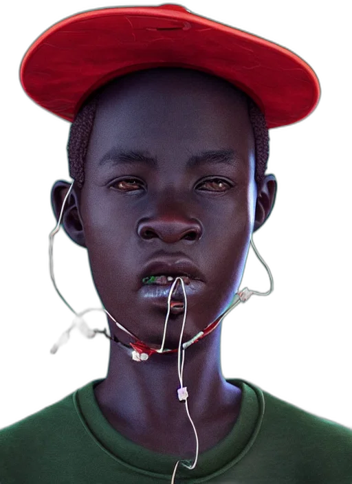 jewelry, face, mask, hat, photorealistic, concept art, 3d render, cyberpunk transparent PNG cut-out