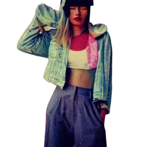 jacket, hat, vaporwave, photorealistic transparent PNG cut-out