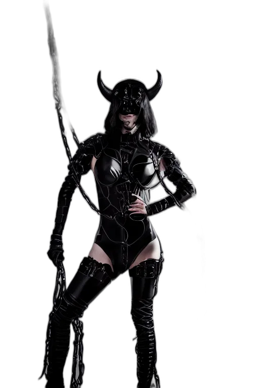mask, staff, concept art, comic book art, fantasy art, dark, beautifull, demon transparent PNG cut-out