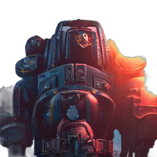 robot, weapon, creature, concept art, 3d render, cyberpunk, red, portrait transparent PNG cut-out