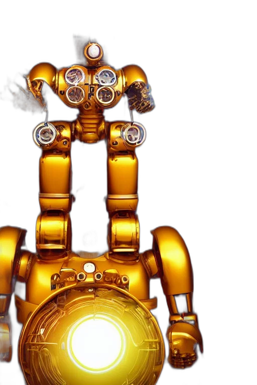 robot, concept art, 3d render, fantasy art, golden, portrait, photo, giant transparent PNG cut-out