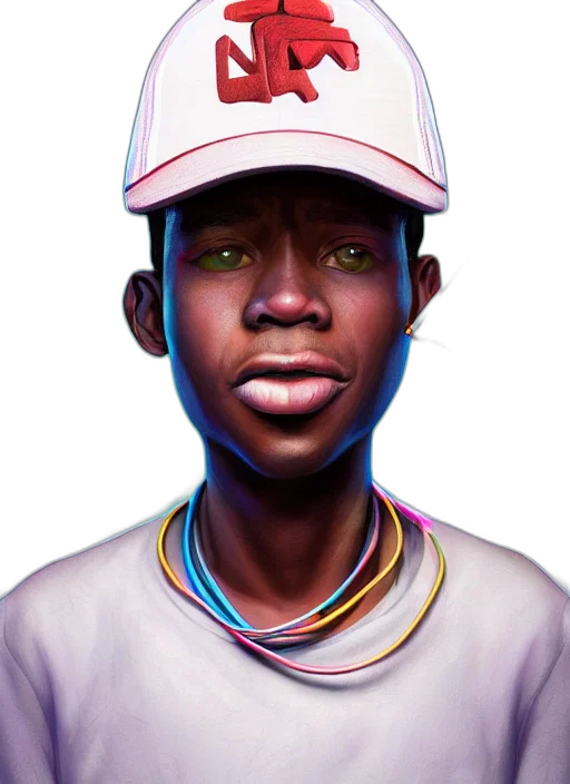 face, creature, hat, staff, photorealistic, concept art, 3d render, cartoon transparent PNG cut-out
