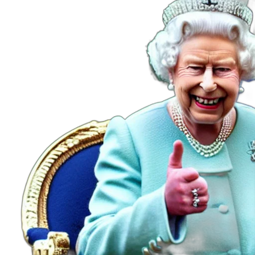 crown, queen, england, making, rude, gesture, lifting, her transparent PNG cut-out
