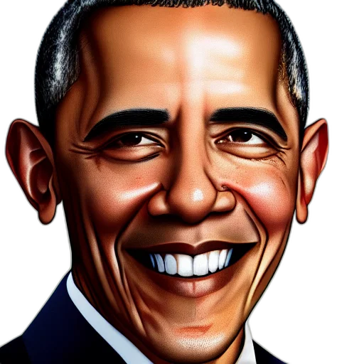 face, photorealistic, cartoon, comic book art, barack, obama, movie, cover transparent PNG cut-out