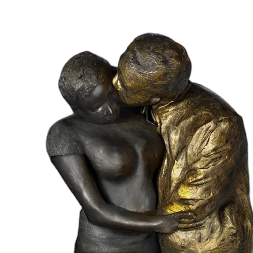 golden, kiss, sculpture, famous transparent PNG cut-out
