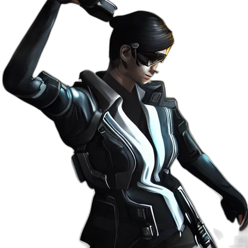 jacket, robot, staff, weapon transparent PNG cut-out