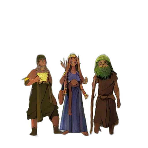 concept art, fantasy art, 3d render, pixel art, earth tones, young, shaman, old transparent PNG cut-out