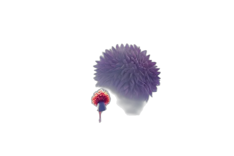 flower, hair, umbrella, crown, 3d render, concept art, vaporwave, photorealistic transparent PNG cut-out