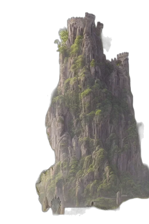 dragon, tree, sword, building transparent PNG cut-out
