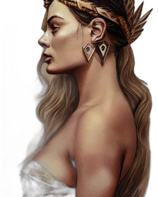 jewelry, crown, face, hair, fantasy art, photorealistic, concept art, watercolor transparent PNG cut-out