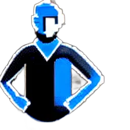 staff, jacket, robot, face, pixel art, cartoon, concept art, 3d render transparent PNG cut-out