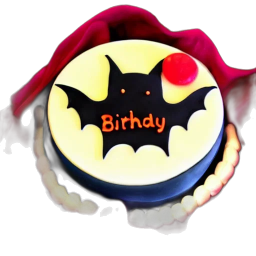 3d render, photorealistic, bat, birthday, cake, girls transparent PNG cut-out