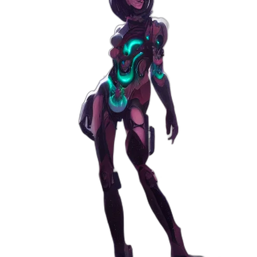 robot, dress, creature, mask, cyberpunk, concept art, vaporwave, pixel art transparent PNG cut-out