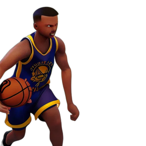 3d render, concept art, cartoon, pixel art, steve, curry, basketball, player transparent PNG cut-out