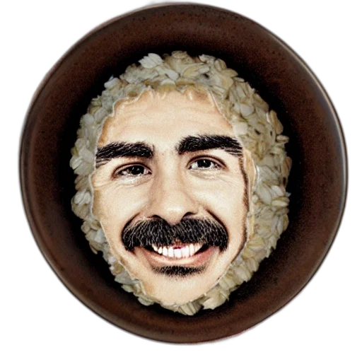 mask, face, hair, hat, photorealistic, cartoon, bowl, oats transparent PNG cut-out