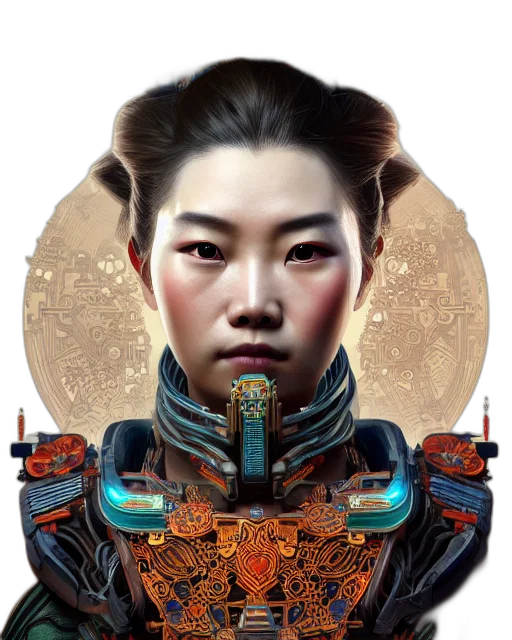 face, staff, robot, concept art, fantasy art, cyberpunk, photorealistic, outer space transparent PNG cut-out