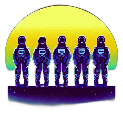 staff, jacket, robot, pixel art, vaporwave, concept art, 3d render, outer space transparent PNG cut-out