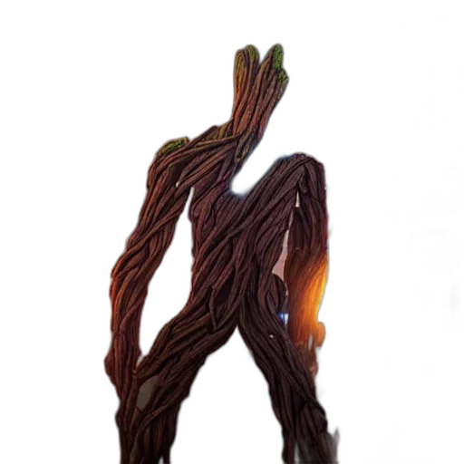 hair, staff, creature, tree transparent PNG cut-out
