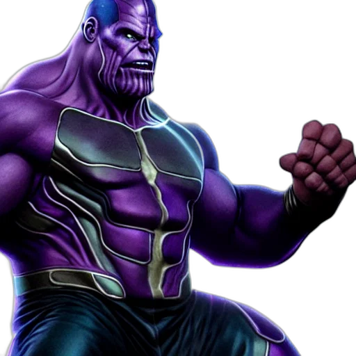 comic book art, concept art, 3d render, photorealistic, mark, ruffalo, thanos, marvel transparent PNG cut-out