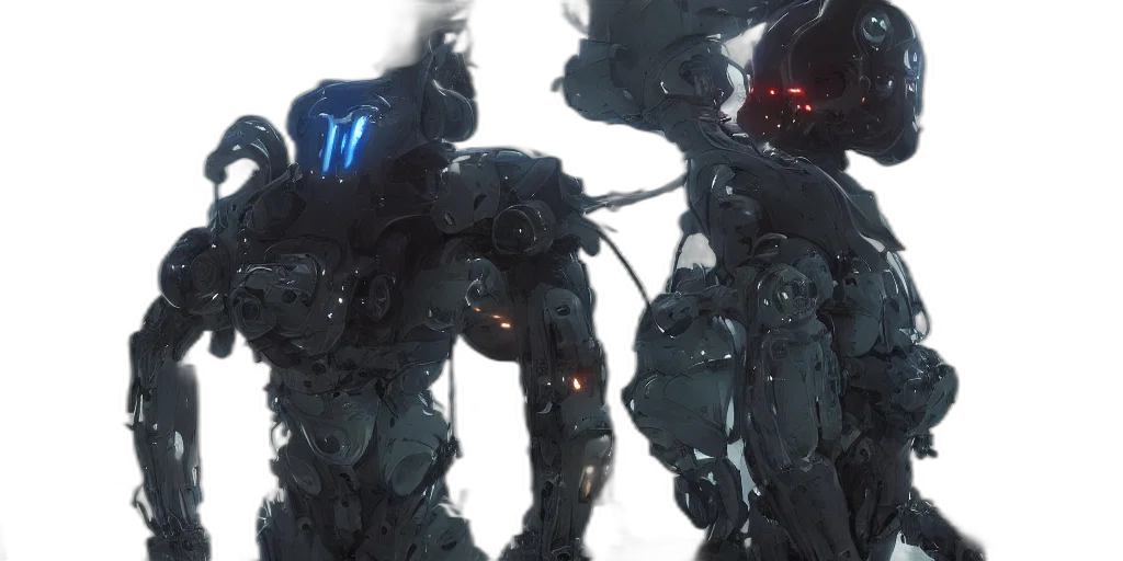 robot, weapon, concept art, cyberpunk, 3d render, neon lights, outer space, fire transparent PNG cut-out