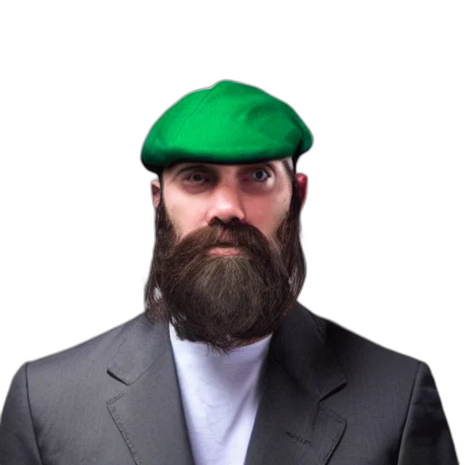 hat, jacket, face, staff, photorealistic, 3d render, concept art, pixel art transparent PNG cut-out