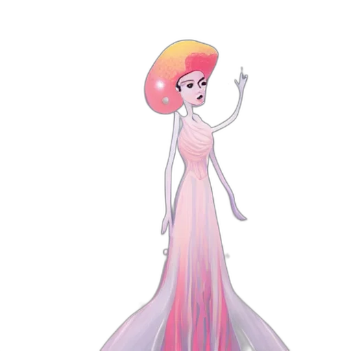 dress, staff, hair, concept art, cartoon, fantasy art, 3d render, pastel transparent PNG cut-out