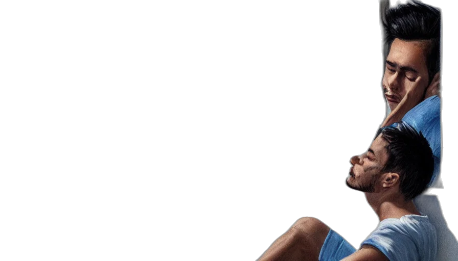 3d render, photorealistic, blue, oil, painting, portrait, tattoed, young transparent PNG cut-out