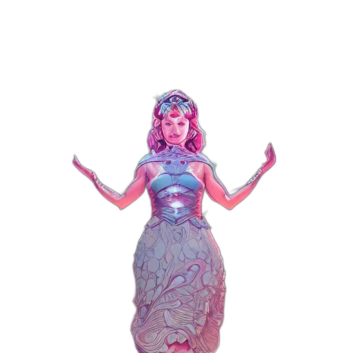 dress, crown, jewelry, creature, concept art, 3d render, vaporwave, fantasy art transparent PNG cut-out