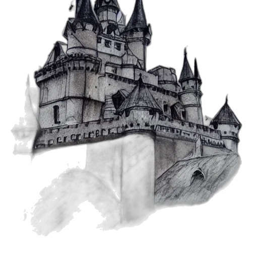 crown, building, staff, concept art, fantasy art, pencil sketch, watercolor, fog transparent PNG cut-out