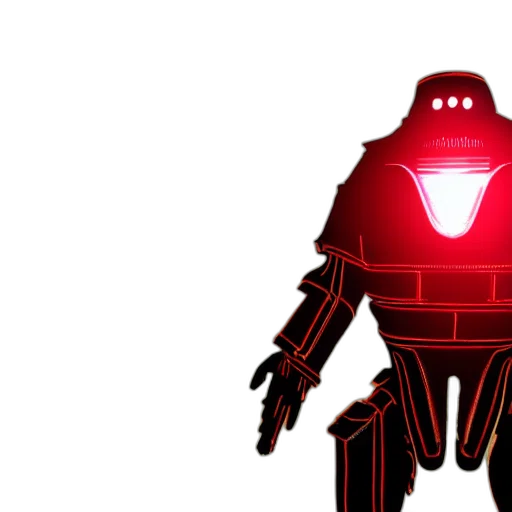 robot, concept art, 3d render, cyberpunk, comic book art, red, cyber, penguin transparent PNG cut-out