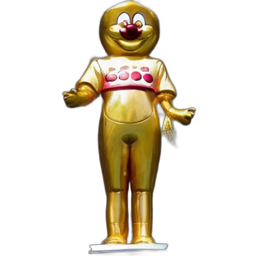 robot, staff, food, 3d render, concept art, golden, close, photo transparent PNG cut-out