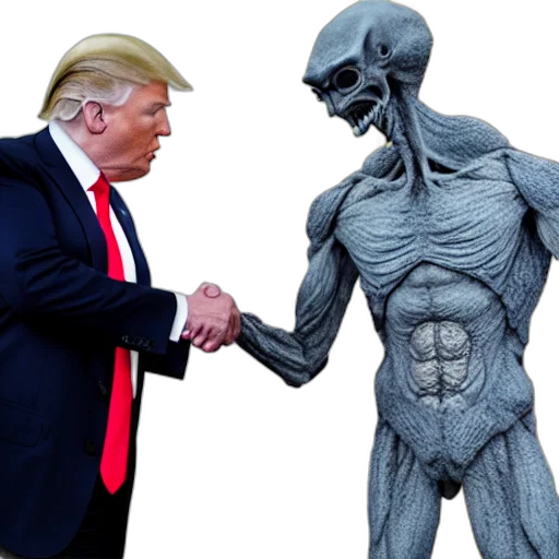 creature, robot, concept art, press, photo, donald, trump, shaking transparent PNG cut-out