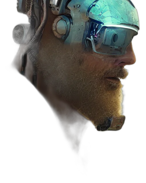 face, mask, robot, cyberpunk transparent PNG cut-out