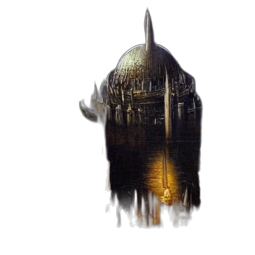 crown, building, sword, mask, concept art, fantasy art, photorealistic, watercolor transparent PNG cut-out