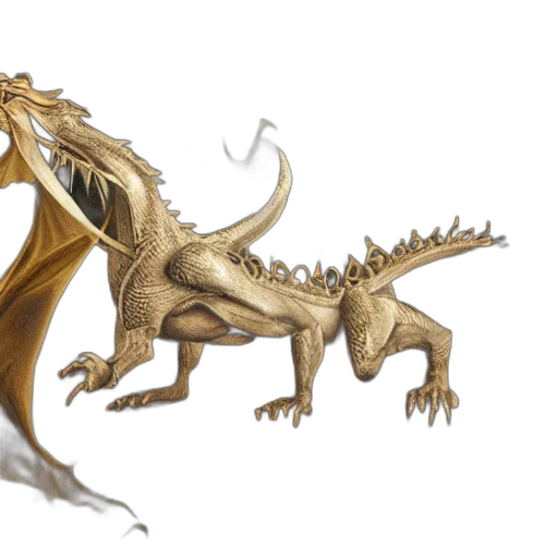 dragon, creature, animal, concept art, fantasy art, 3d render, photorealistic, golden transparent PNG cut-out