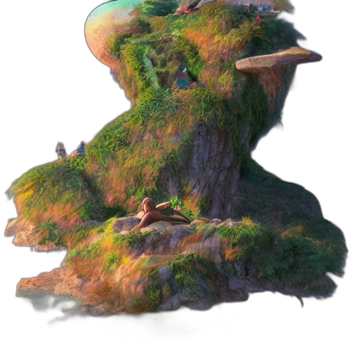 tree, crown, staff, dragon, concept art, 3d render, fantasy art, photorealistic transparent PNG cut-out