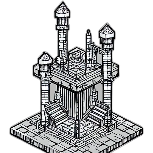 building, crown, furniture, robot, pixel art, concept art, 3d render, fantasy art transparent PNG cut-out