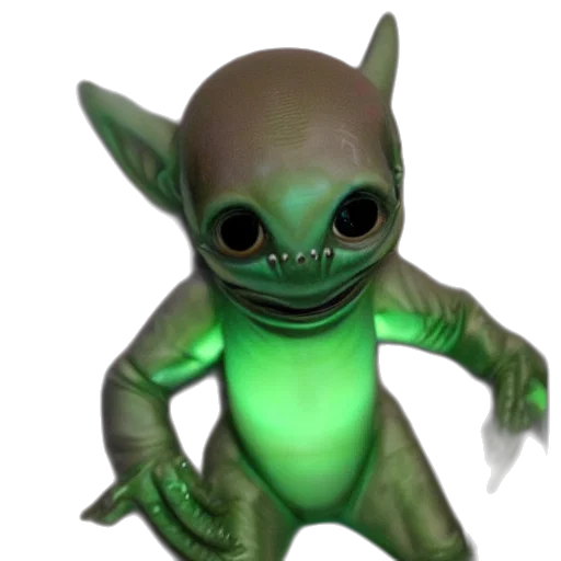 creature, animal, robot, staff, 3d render, concept art, outer space, green transparent PNG cut-out
