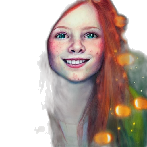face, photorealistic, watercolor, fantasy art, concept art, outer space, green, colorful transparent PNG cut-out