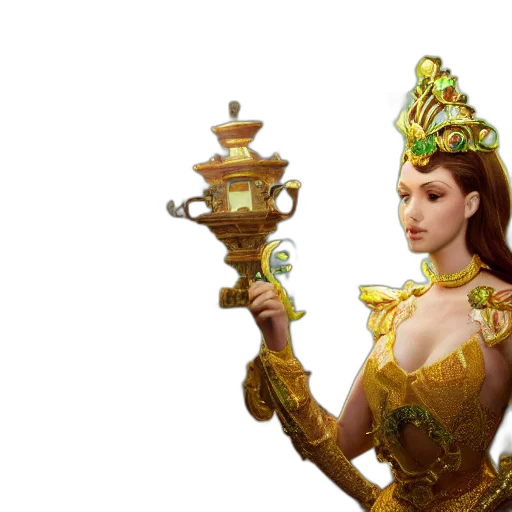 crown, staff, jewelry, fantasy art transparent PNG cut-out