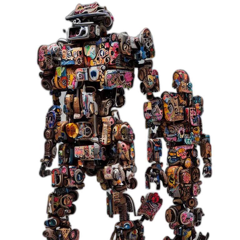 robot, jacket, staff, weapon transparent PNG cut-out