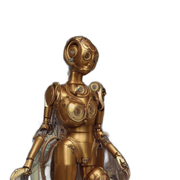 robot, dress, staff, weapon transparent PNG cut-out