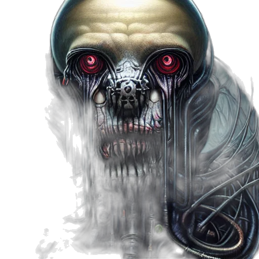 face, mask, robot, creature, concept art, cyberpunk, fantasy art, comic book art transparent PNG cut-out