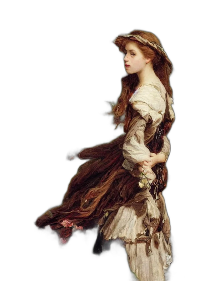 dress, hat, staff, jacket, oil painting, photorealistic, fantasy art, concept art transparent PNG cut-out