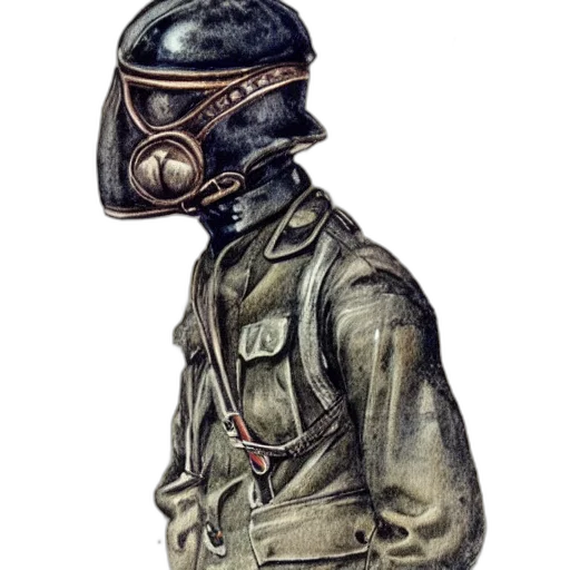 jacket, mask, face, robot, concept art, watercolor, comic book art, photorealistic transparent PNG cut-out