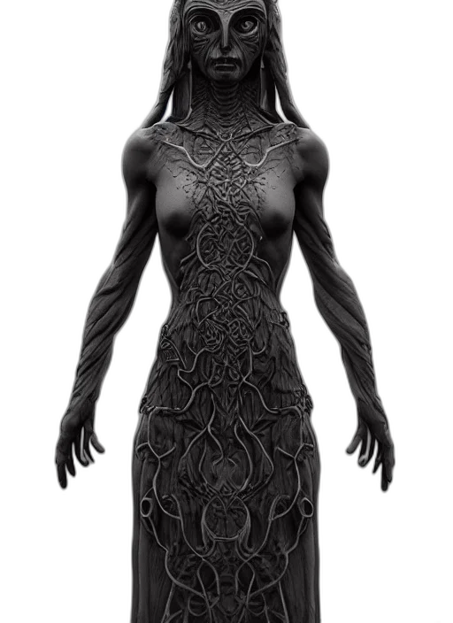 dress, creature, jewelry, mask, concept art, 3d render, fantasy art, photorealistic transparent PNG cut-out