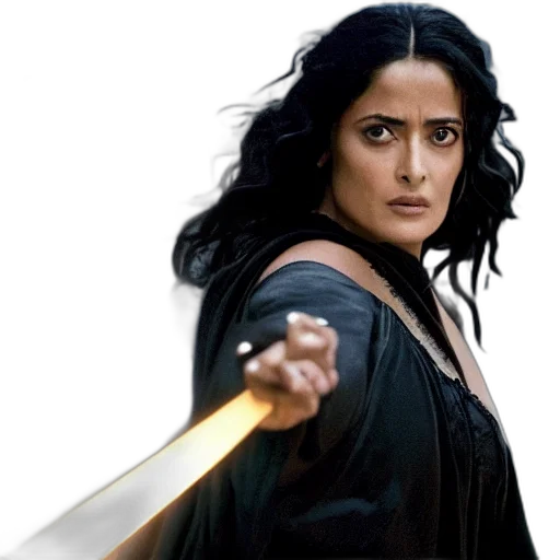 movie, still, salma, hayek, beautiful, wizard, wearing, black transparent PNG cut-out